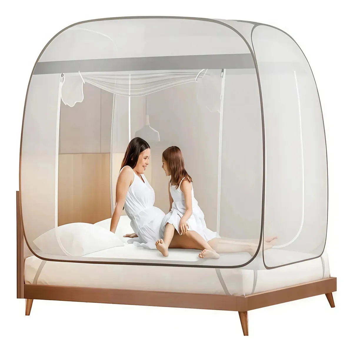 Mosquiteiro Para Cama FS A1978 Sem Necessidade De Pendurar 1.5*2*1.4m Cor Cinza