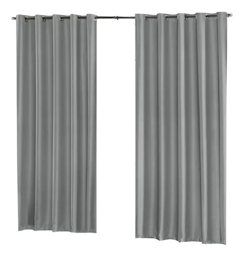 Cortina Blackout Em Tecido 2,00x1,70 Com Ilhos Cinza