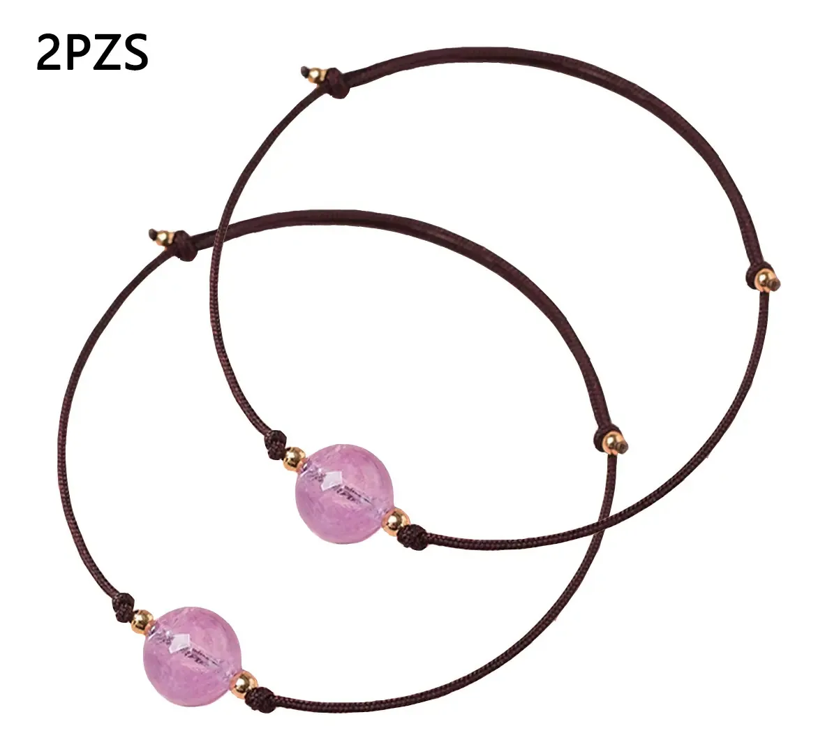 Pulseira ajustável de proteção energética de quartzo ametista