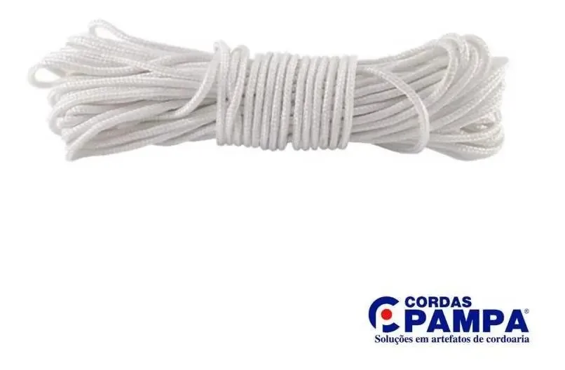 Corda Dinâmica Trançada 8mm 30m Polipropileno Branco Cordas Pampa
