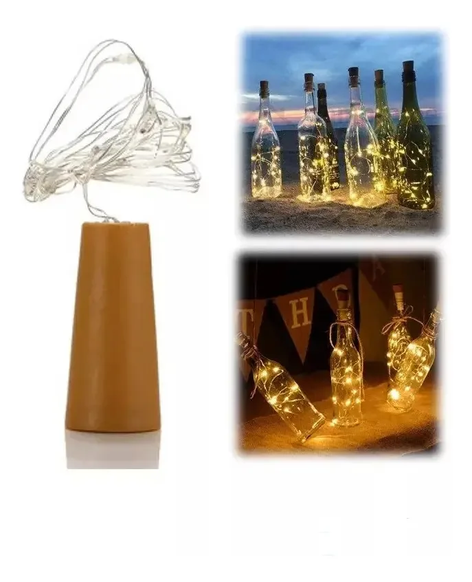 Luz LED tipo cortiça para decoração de garrafas Luz quente Luzes LED Guirlanda com cortiça de garrafa