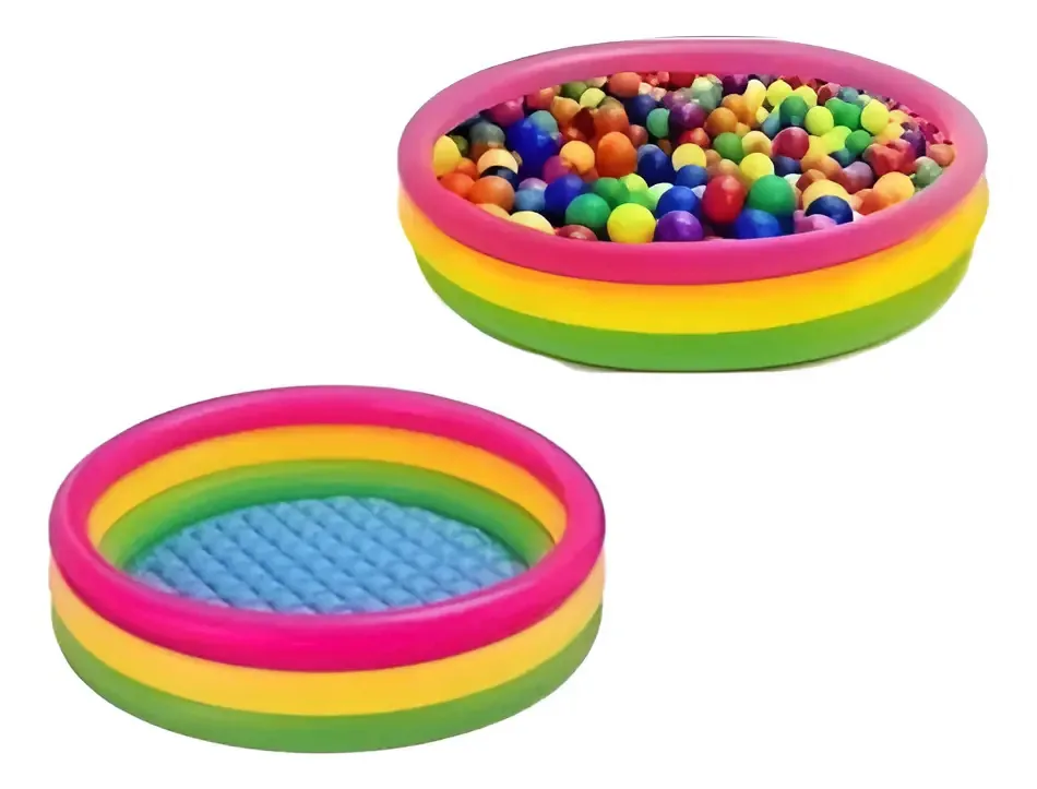 Piscina redonda acolchoada inflável para bebês de 60 cm + 100 bolas