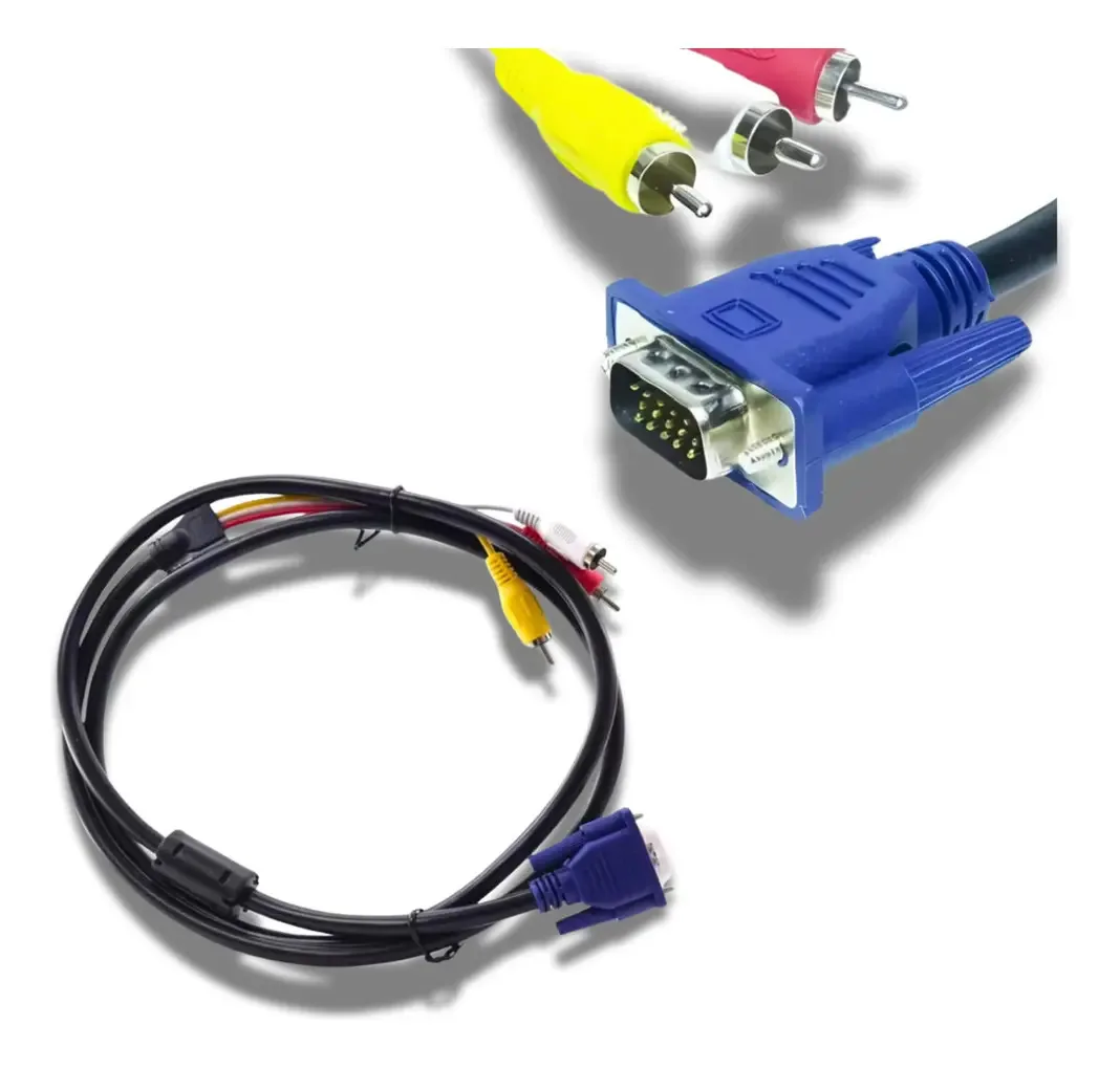 Cabo Vga Macho 3rca 3 Cabos 1,5m Vídeo Conector Prático
