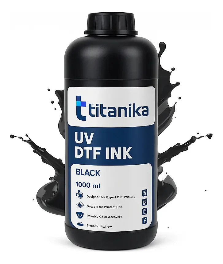 Tinta Titanika Dtf, 1 litro, impressão têxtil profissional, linha de impressão têxtil de transferência, impressão de alto desempenho