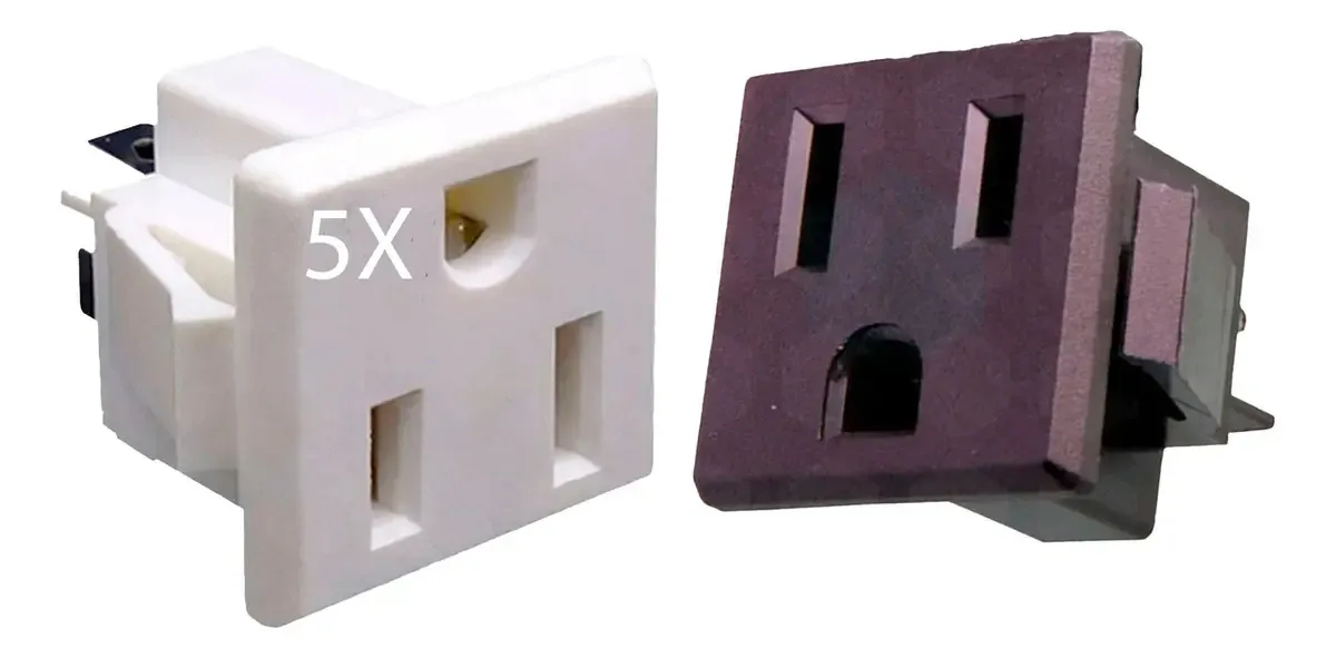 5 contatos embutidos para móveis ou projetos 15a 125v cor preta