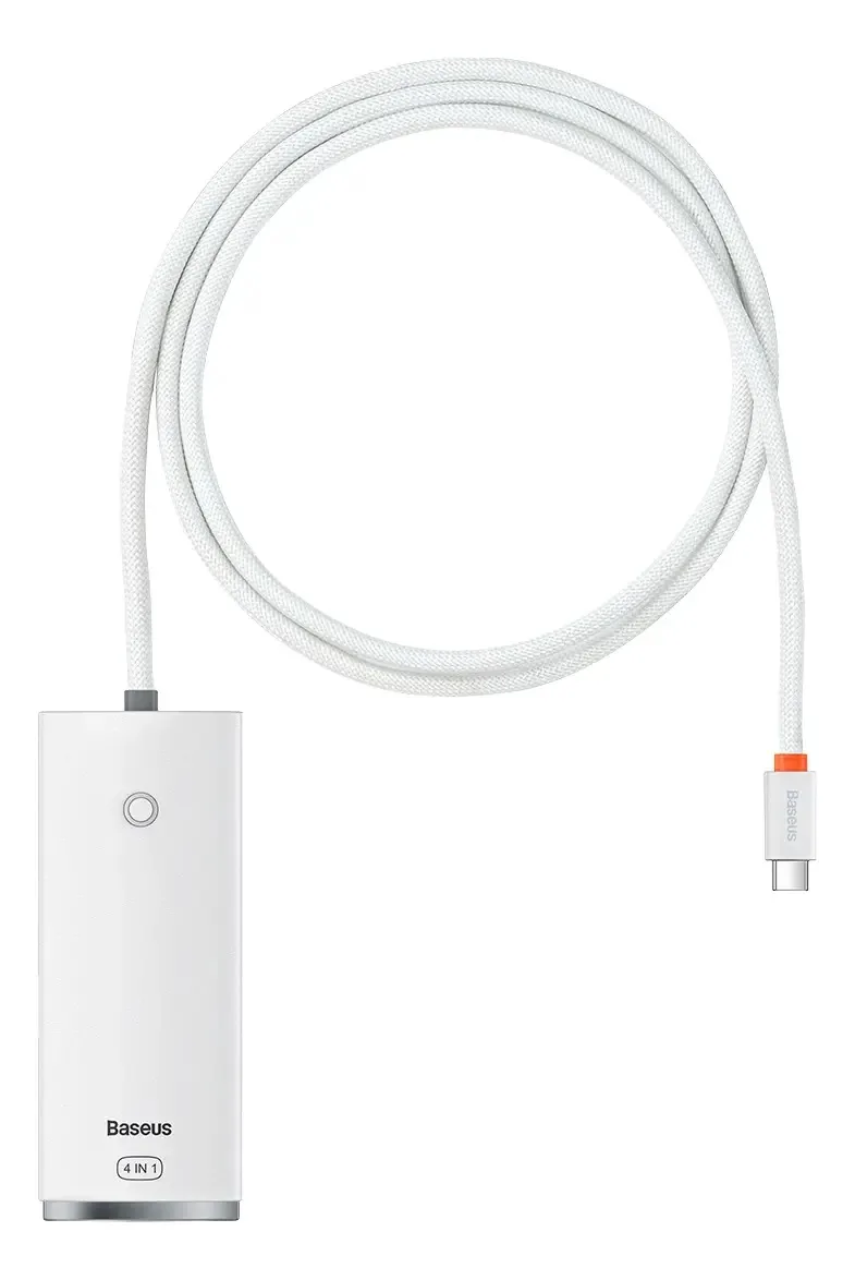 Hub Baseus 4 em 1 USB-c A 4x Usb 3.0 + USB-c 1 metro branco