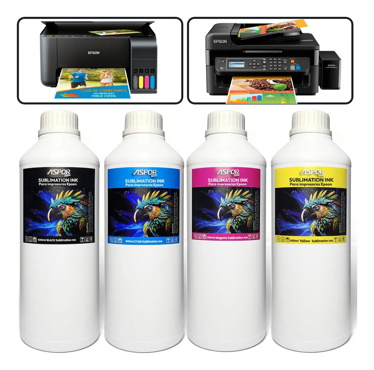 Pacote de 4 tintas de sublimação universal - impressoras Epson 500ml