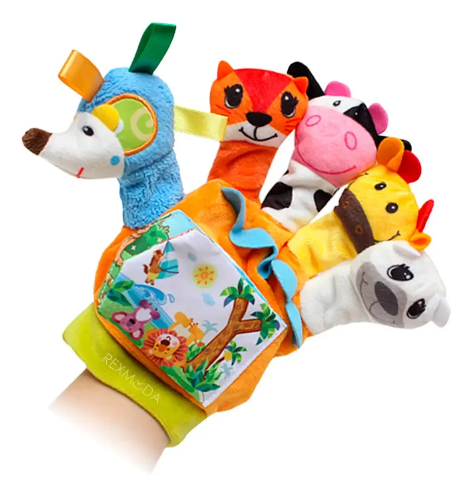 Fantoches de mão, luvas, animais, bebês, crianças, pedagógicos