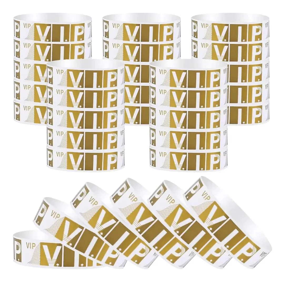 600 pulseiras VIP em papel de identificação para eventos em ouro escuro