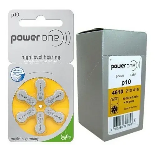 Pilha Power One 10 para Aparelhos Auditivos - Kit com 60 Unidades