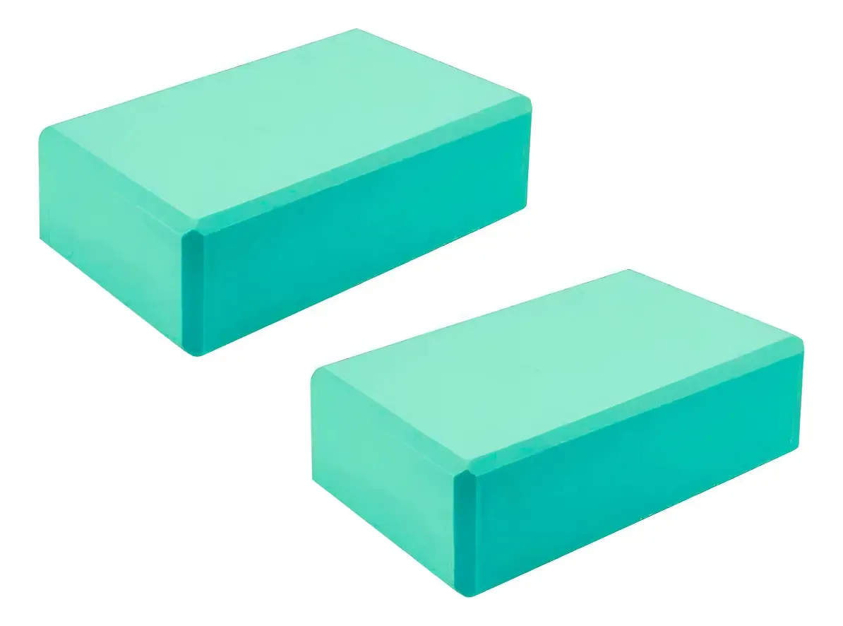 Pacote X2 Bricks Yoga Cube Eva Pilates Fitness, cor verde claro