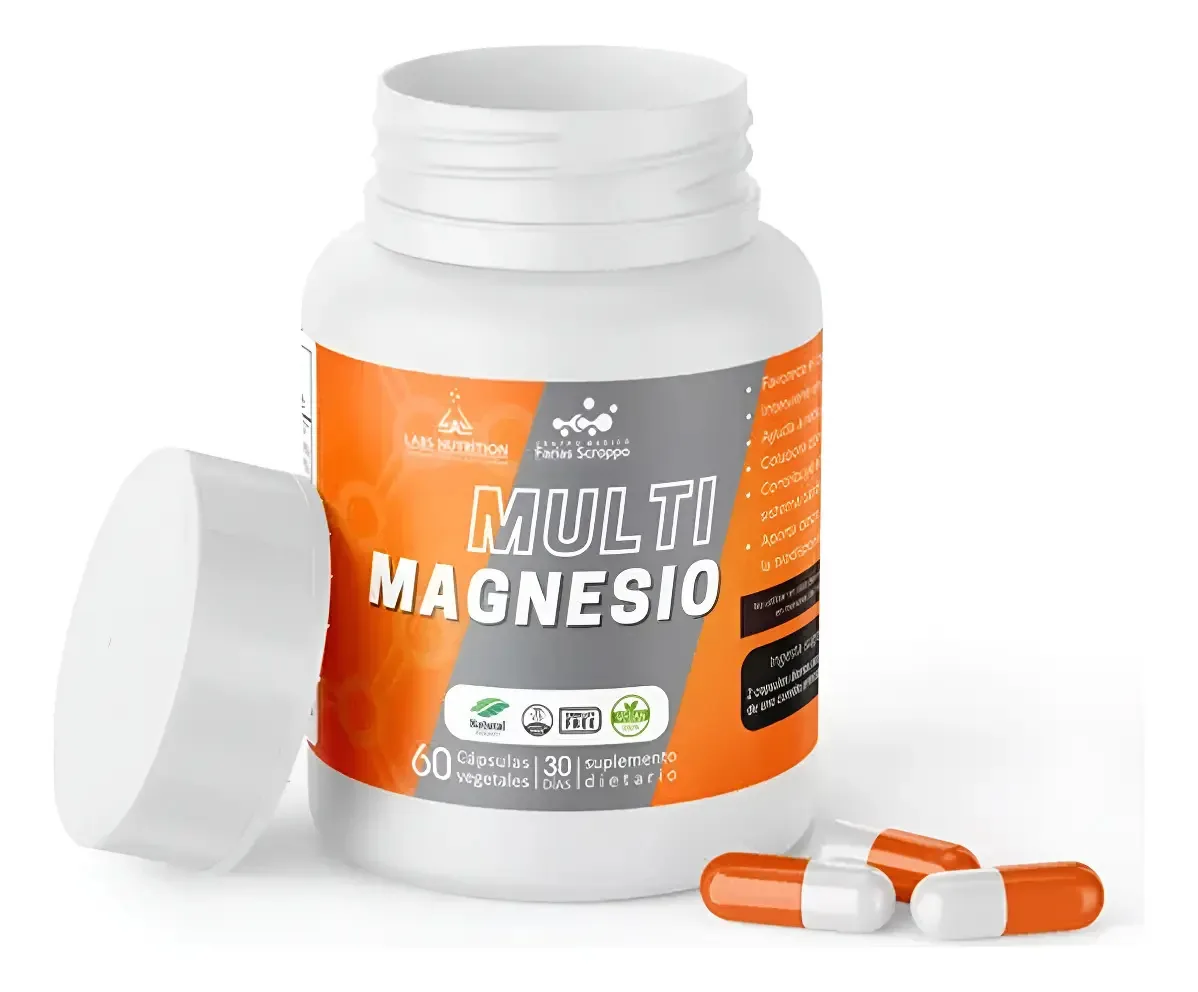 Multi Magnésio 500mg - 5 Magnésio em 1 (60 cápsulas) Sabor sem sabor