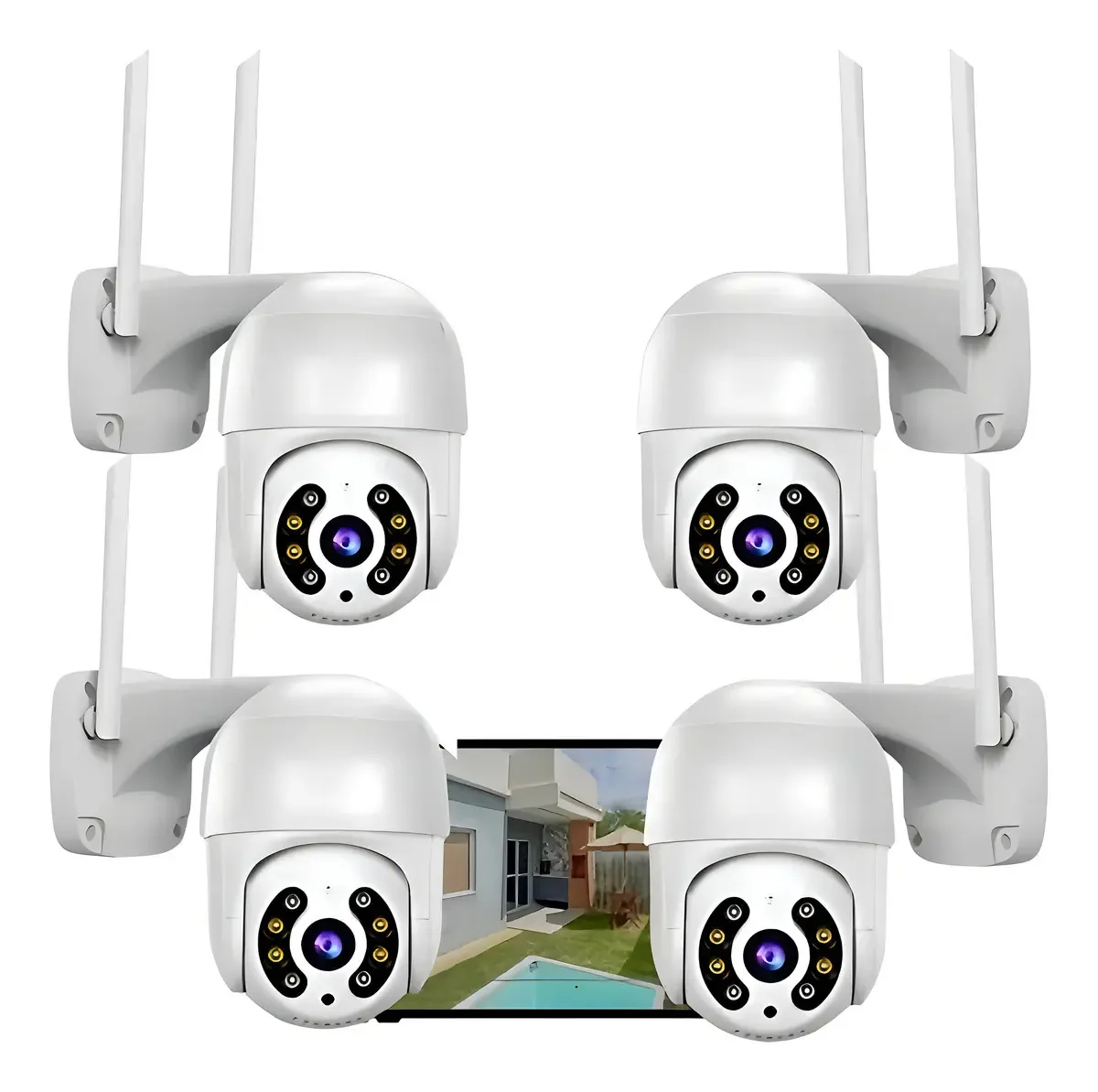 Kit 4 Câmera Segurança Wi-fi Yoosee Sem Fio Full Hd - Branco