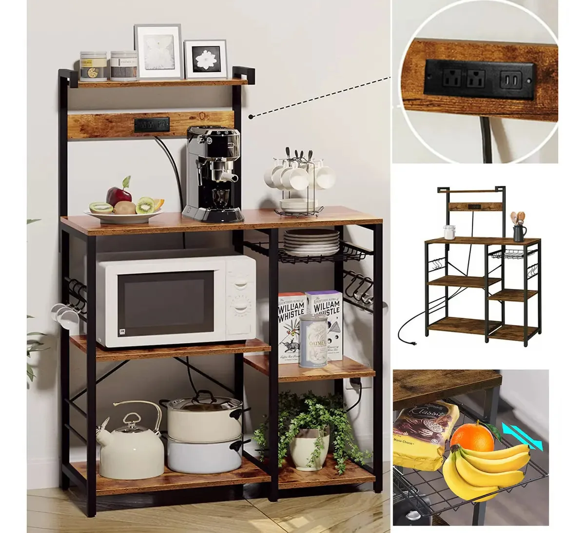 Cozinha, Microondas, Móveis, Soquete Elétrico 110v Brown