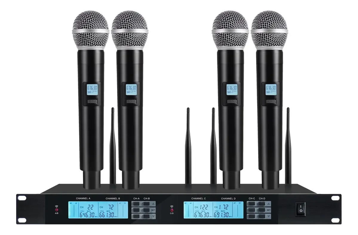 Microfones sem fio portáteis UHF Rs Py400 de 4 canais