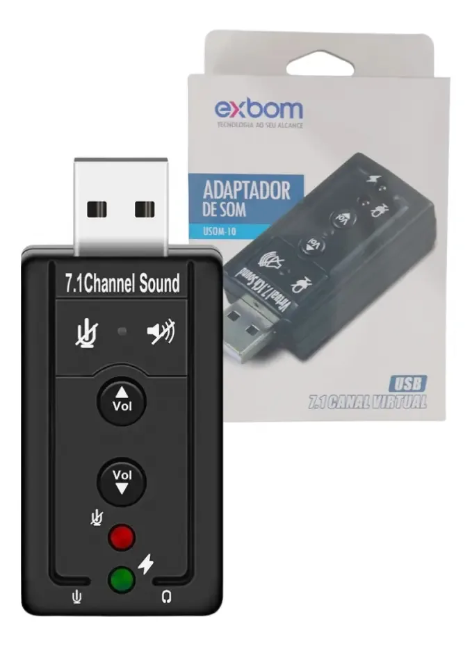 Adaptador Externo 7.1 Usb Audio Com P2