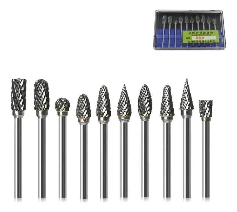 Kit 10 Limas Rotativas Tungstênio iBoa para Escarear Madeira Aço Ferro