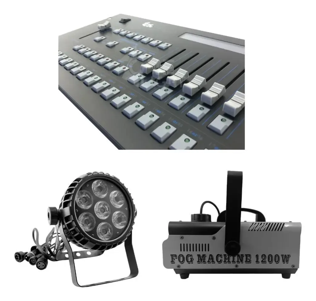 Kit 02 Par Led 6in + Mesa Controladora + Maquina De Fumaça