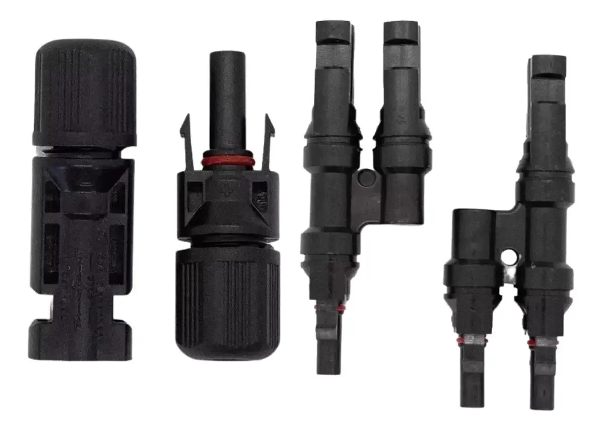 Conectores de energia solar MC4+MC4T2 - pretos