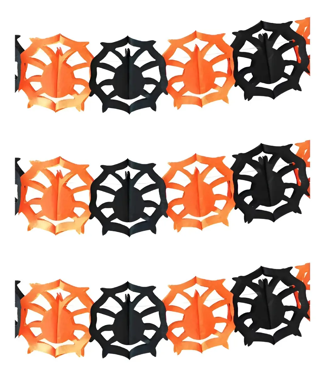 Pacote de 3 guirlandas decorativas Halloween Spider Party 2,4 m