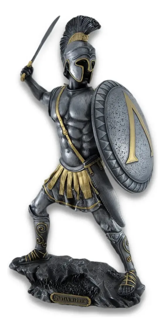 Guerreiro espartano de design veronês com espada e escudo Hopli