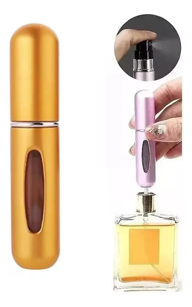 Mini perfumista portátil recarregável, atomizador de 5 ml, cores douradas opacas