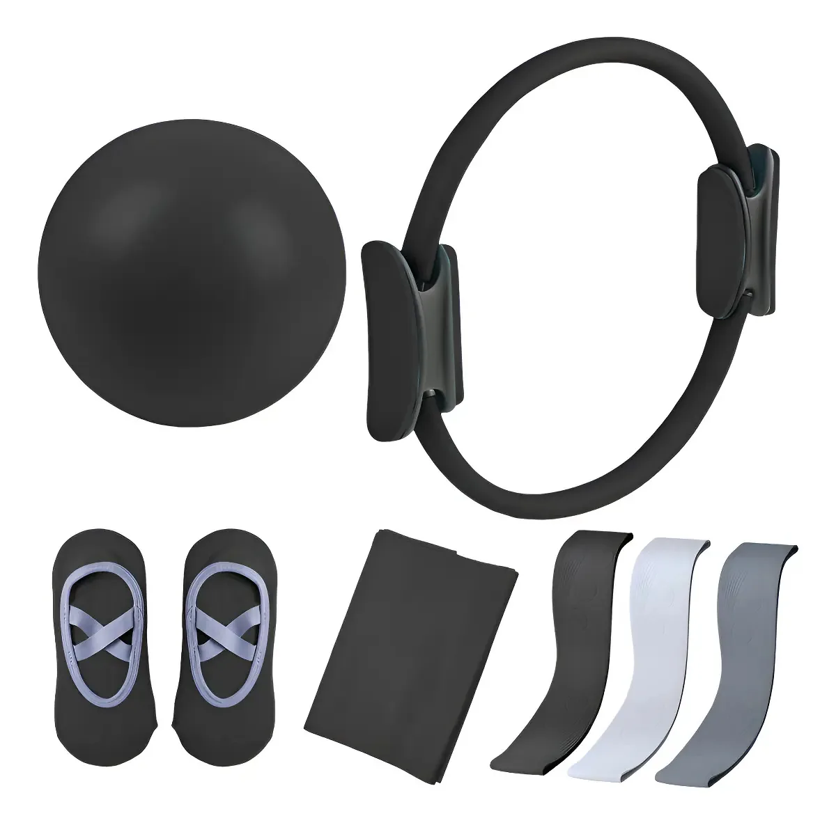 Conjunto Pilates E Yoga 7 P/ Treino E Alongamento Cor Preto