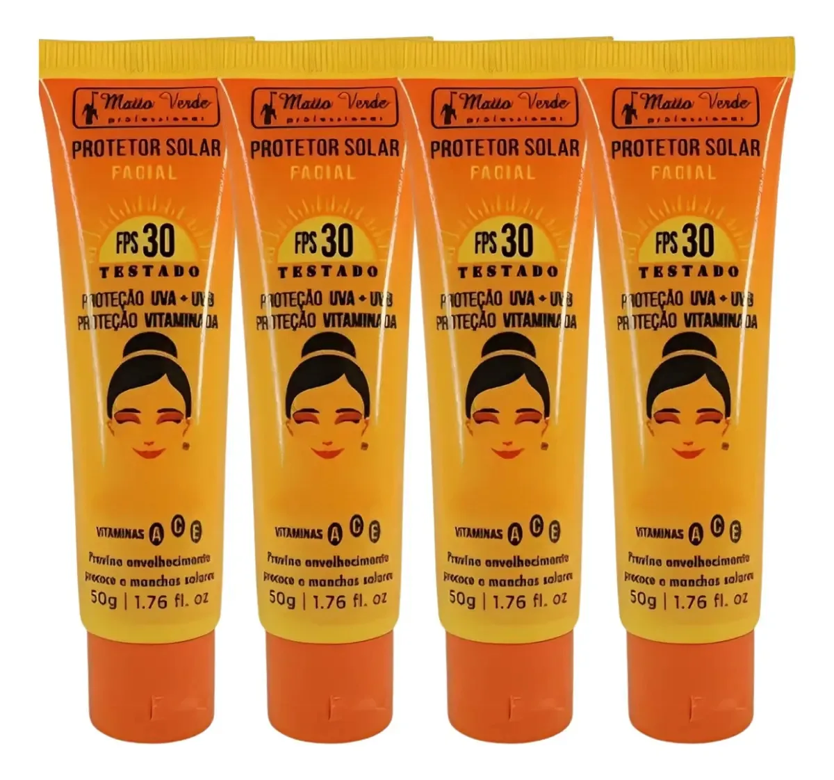 Kit Com 4 Protetores Solar Facial Vitamina E Fator 30 Fps