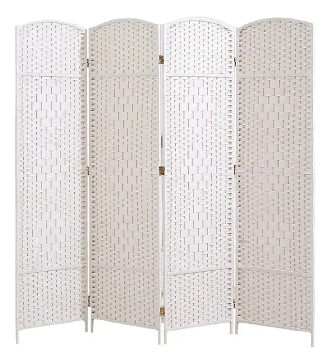 Tela de vime de 4 painéis - Quarto - Branco