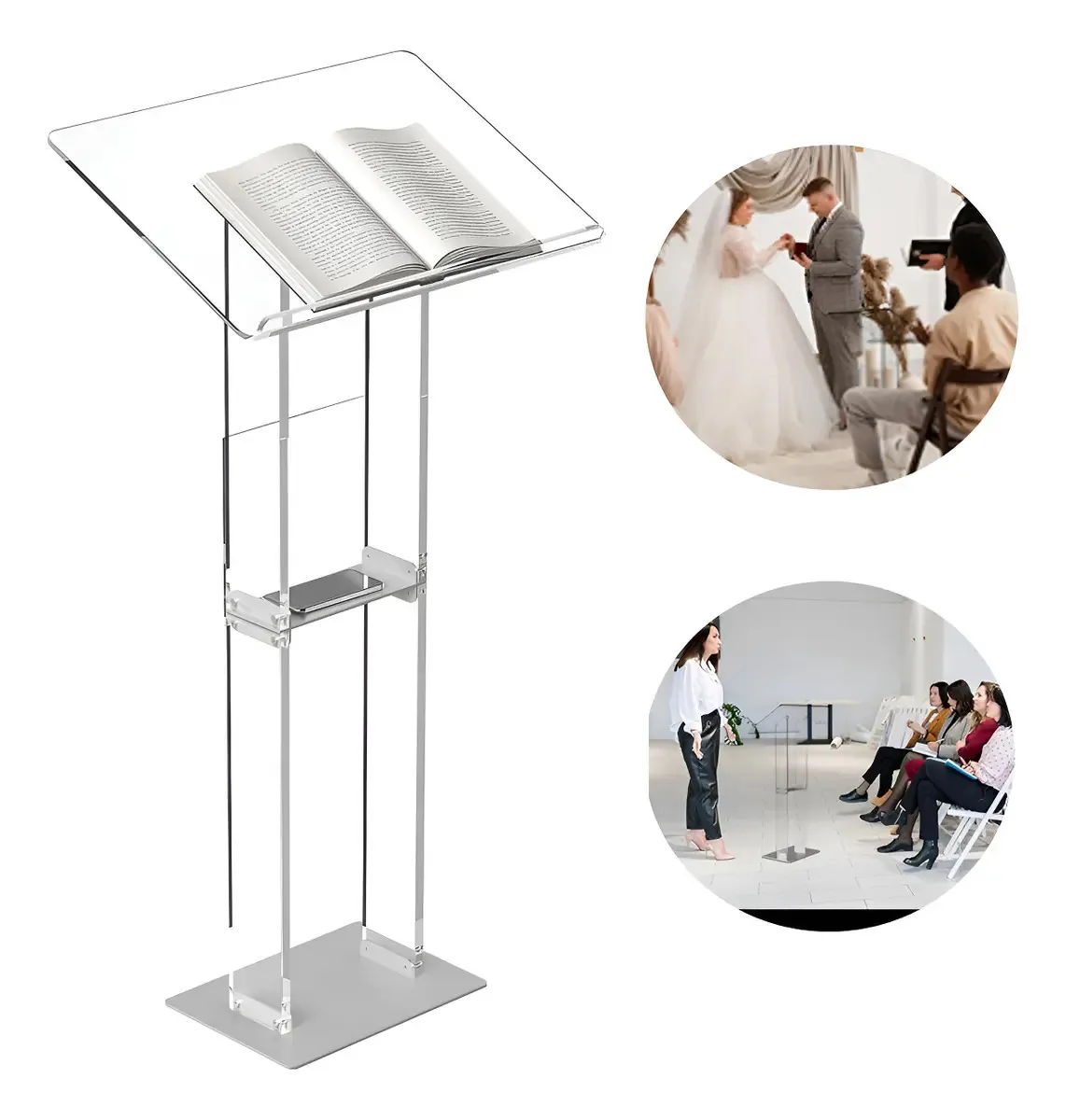 Pódio de mesa de fala em acrílico branco em acrílico