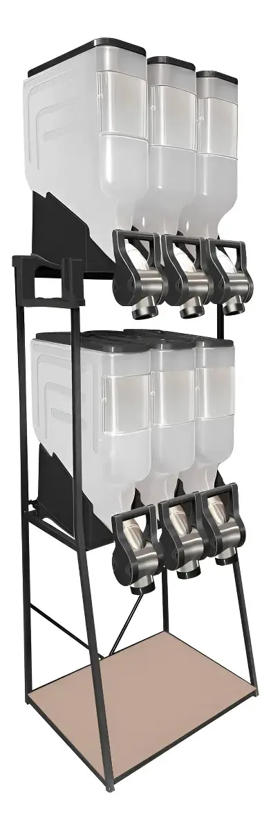 Dispenser Porta Armazenamento Cereais Ração 6 Módulos 35l Cor Preto