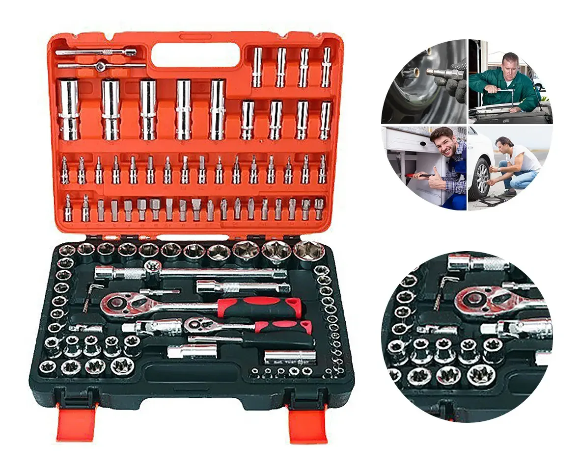 Jogo Soquete P Mecânico Aço Crv 108 Pcs YUHUI SIGA2 Catraca Reversível cor Ferroso