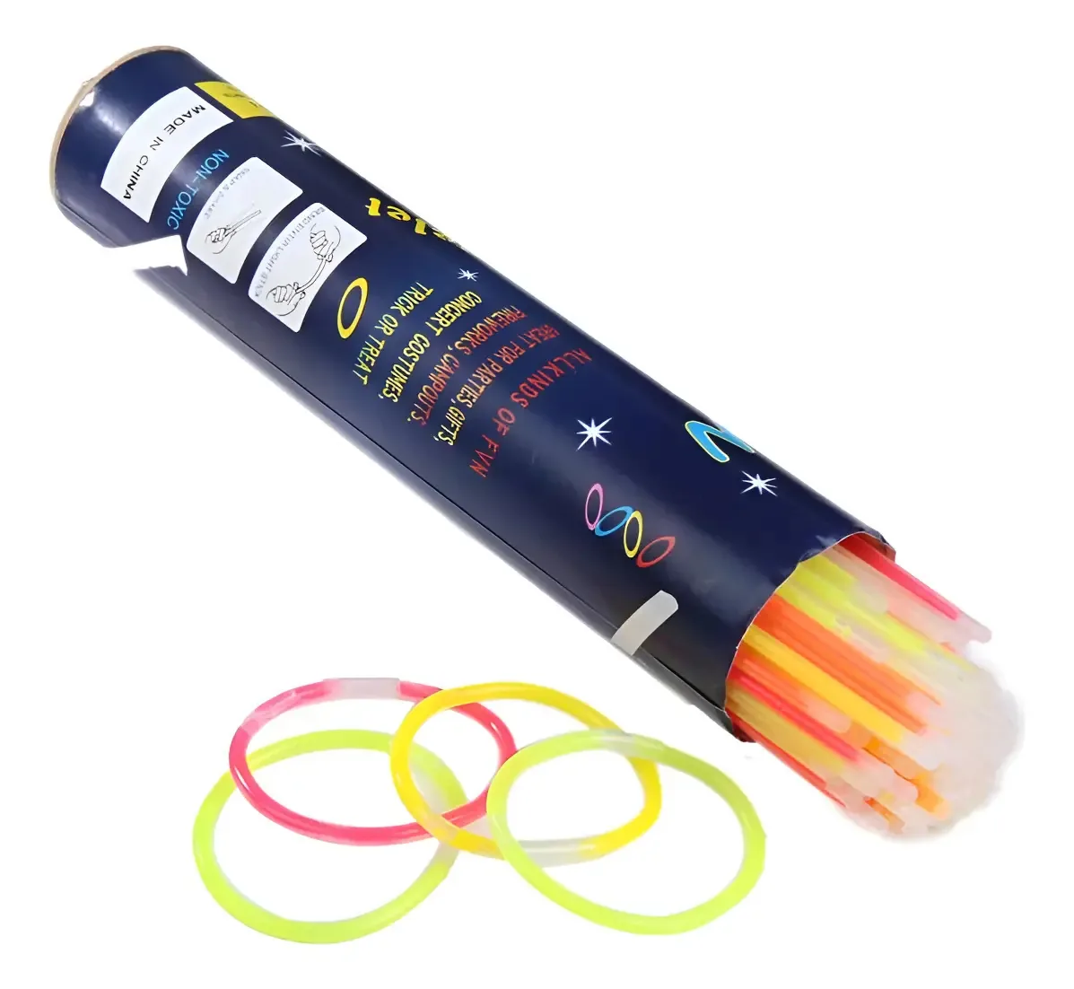 Tubo De Pulseiras Neon 100 Unidades Festa Balada Show
