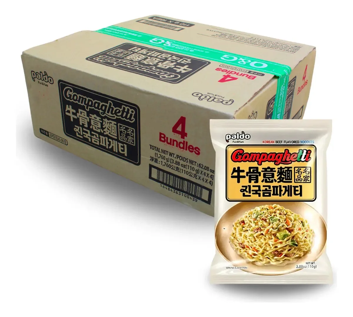 Caixa Lamen Coreano Cremoso Gompaghtetti Carne Paldo 16x