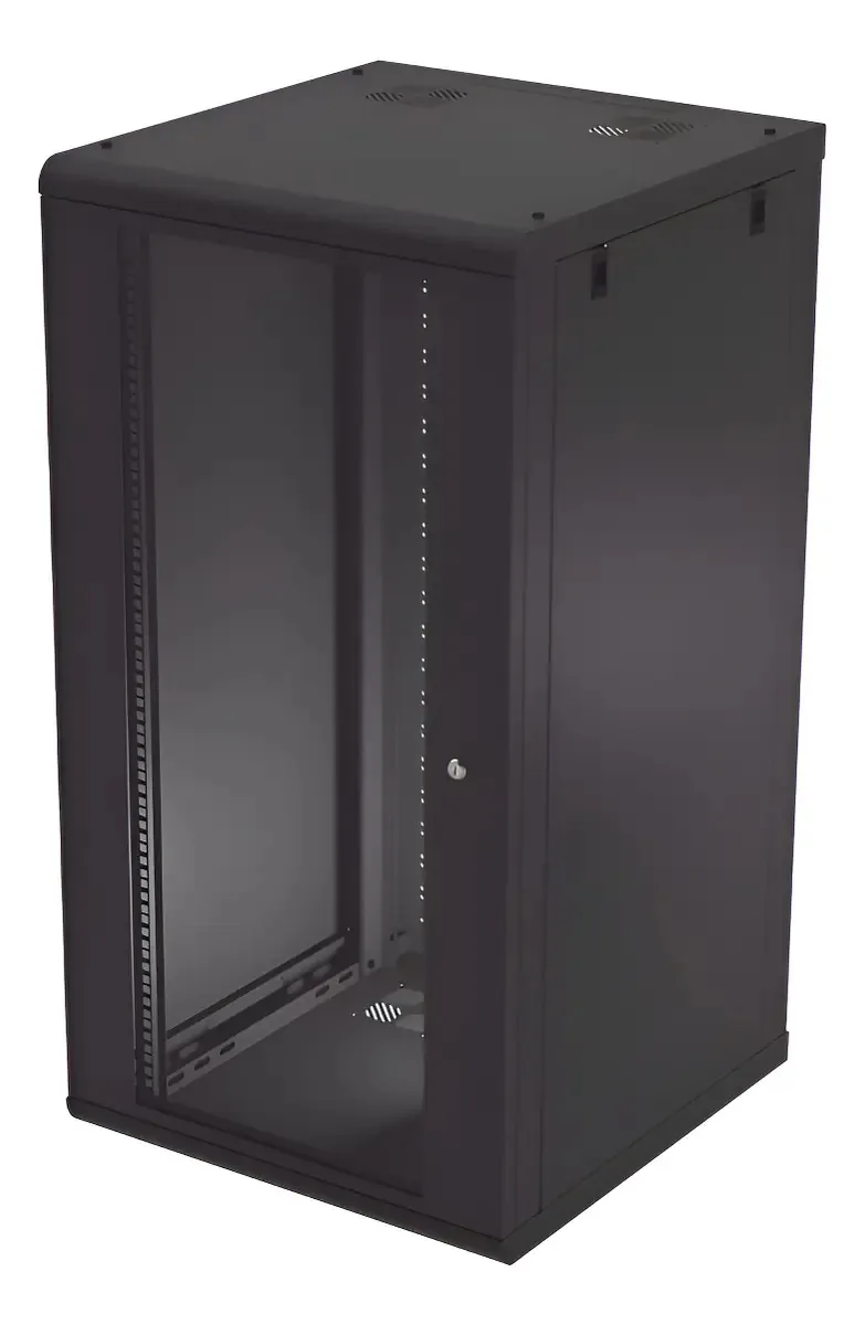 Armário de montagem na parede, porta-carrocerias fixas, 19 polegadas de 24 unidades, preto