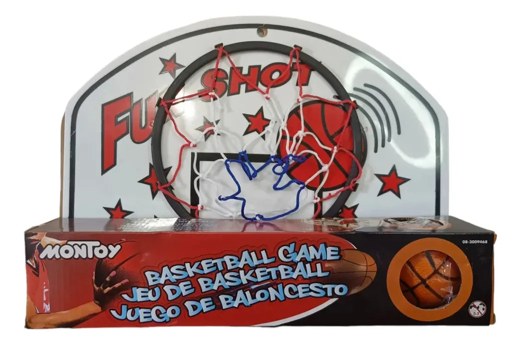Cesta de basquete de brinquedo com rede e bola