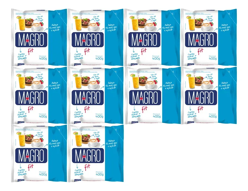 Kit 10 Unid. Açucar Light Magro Fit 400g