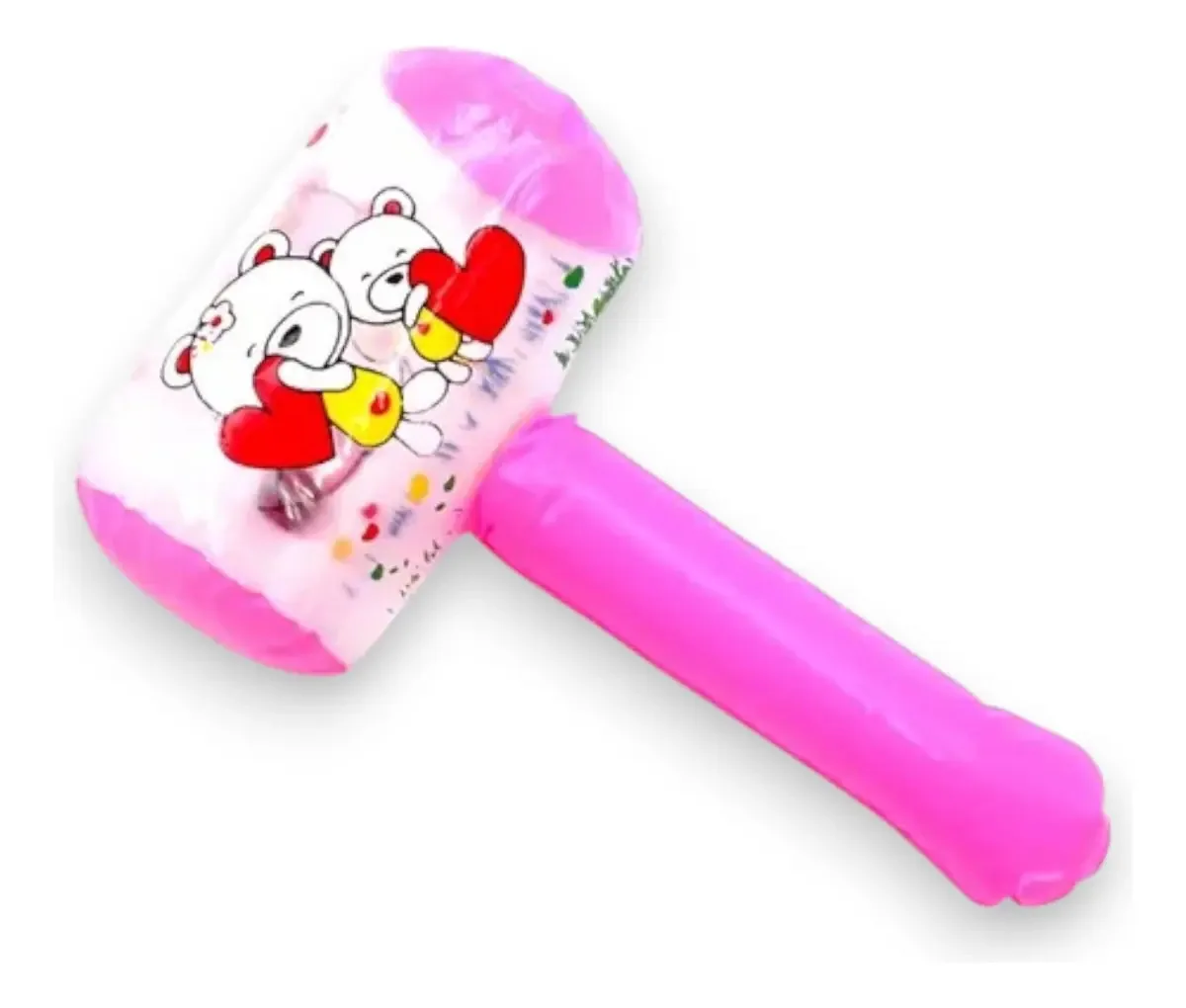 Kit 25 Martelos Infláveis Com Sino Apita Ao Apertar Infantil Cor Rosa