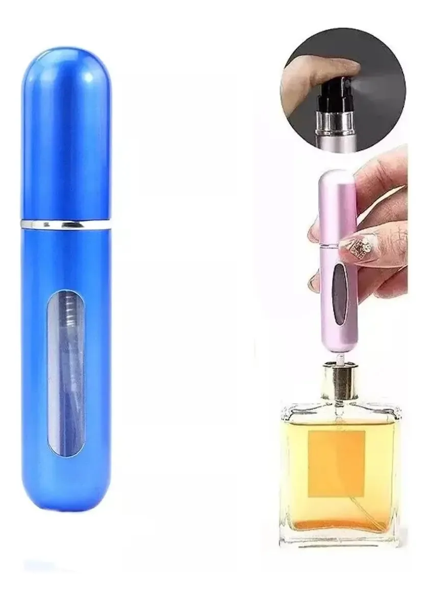 Mini perfumista recarregável portátil, atomizador de 5 ml, cores: azul