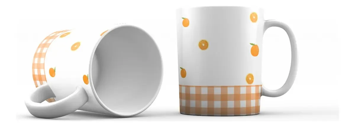 Caneca Laranja Xadrez