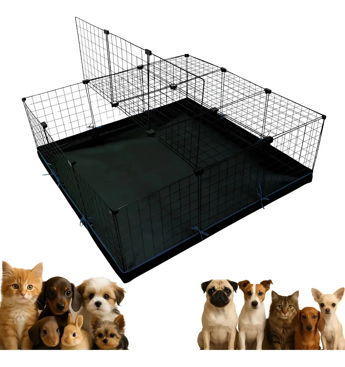Cercadinho Aramado Para Pet Doméstico 120x120 Cor Preto-azul