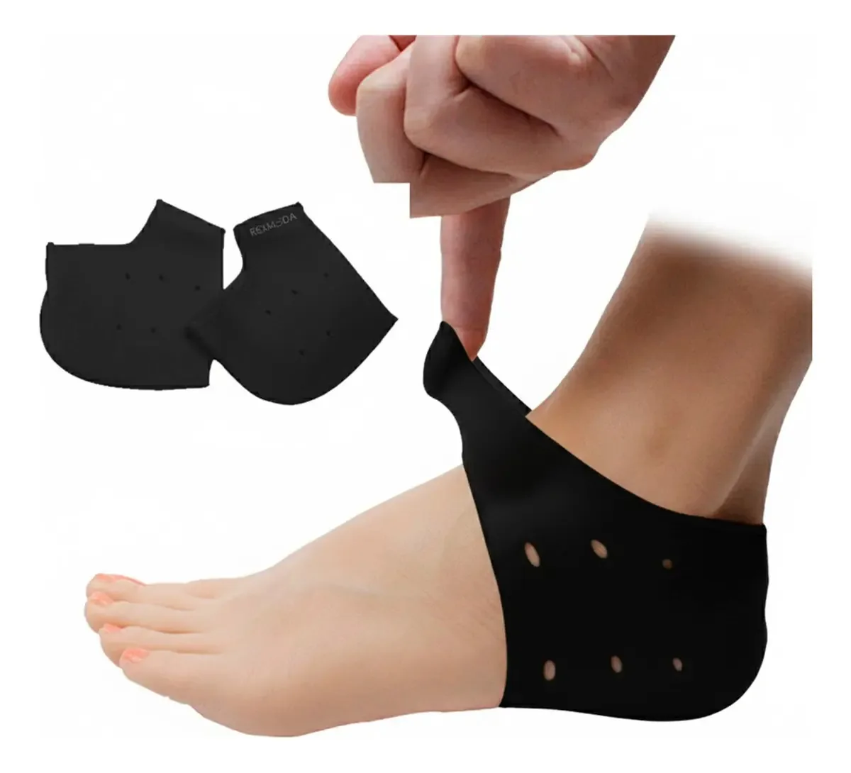 Protetores de calcanhar de silicone (dois pares): hidratantes, cor preta