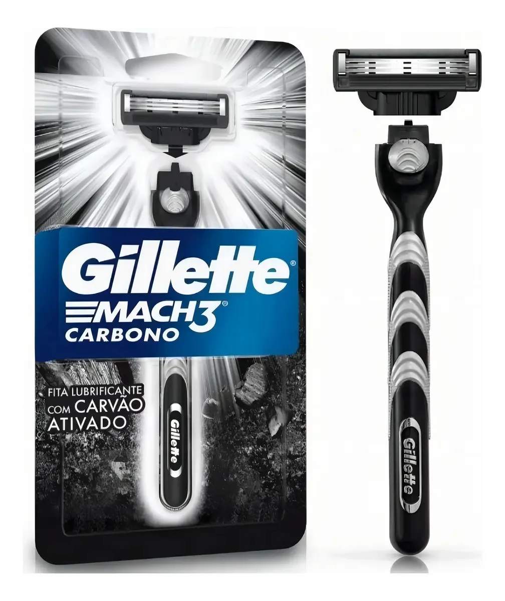 Aparelho De Barbear Gillette Mach 3 Carbono Carvão Ativado