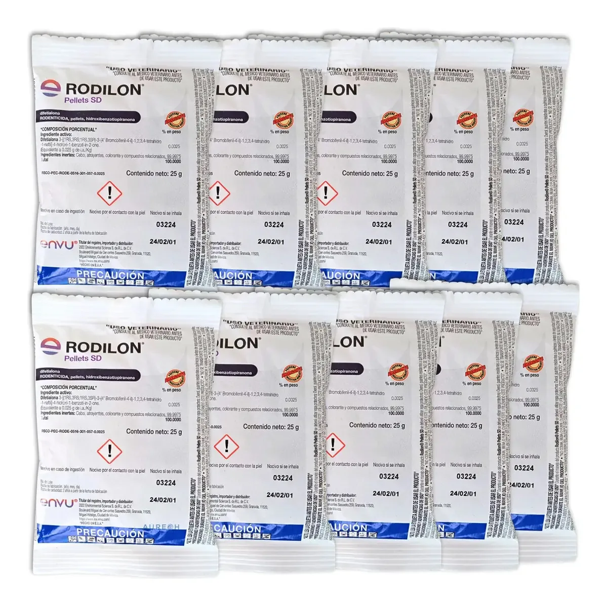 Pacote de 10 Rodilon Pellets 25 Gr. C/u