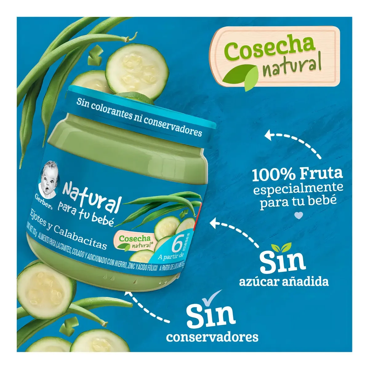 Papinha Gerber Etapa 2 Vagem e Abobrinha Pacote com 12 Frascos de 113 g cada