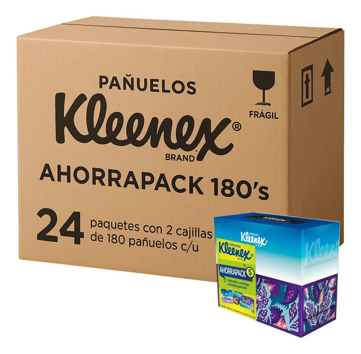 Lenços Kleenex 24 Pacotes Duplos De 180 Unids Água