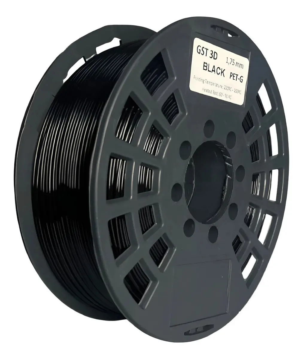 Filamento 3D Petg Gst 1,75 mm 1 Kg Cor de impressão 3D preto