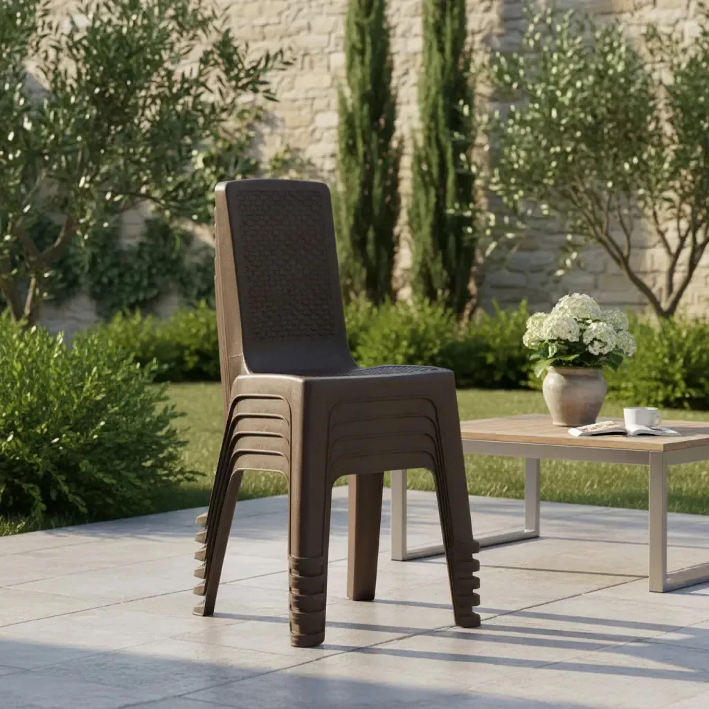 Cadeira de jardim Rimax Cadeira sem braços Rimax Eternal cor wenge 1 corpo com apoios de braços 80,6 cm x 57 cm x 60,2 cm - pacote com 13 unidades