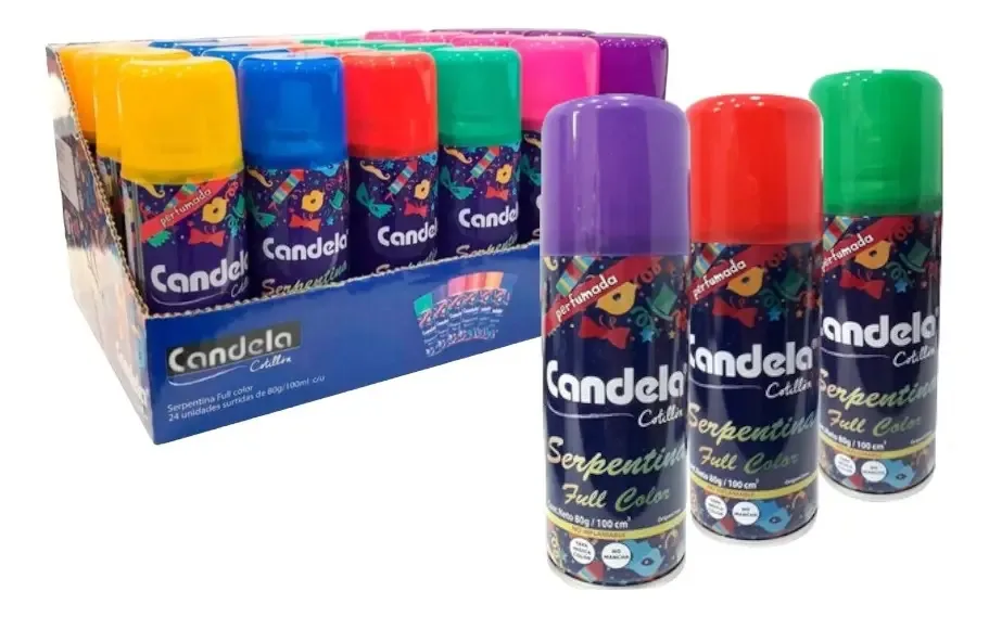 Serpentina de aerossol Candela Full Color X24u - Waf Cotillion