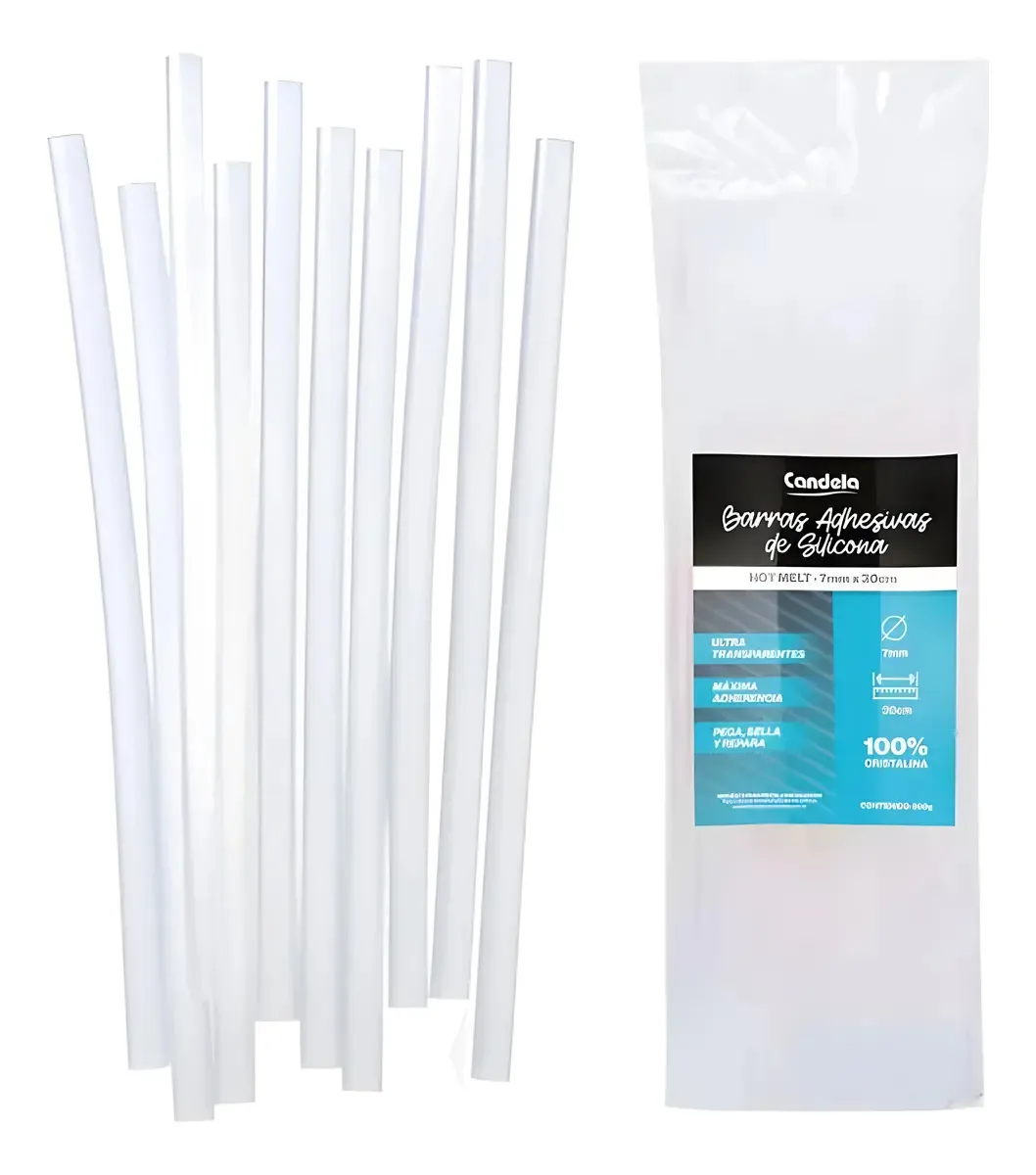 34 bastões adesivos de silicone (1 kg) 11 mm x 30 cm Candela 7445 Cor transparente